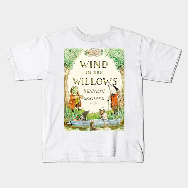 Wind in The Willows Book Cover Kids T-Shirt by booksnbobs